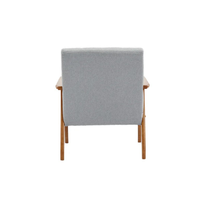 Accent Chairs Set of 2 with Side Table, Mid Century Modern Accent Chair, Wood and Fabric Armchairs Side Chair, Lounge Reading Comfy Arm Chair for Living Room, Bedroom, Office-海智集-Default-