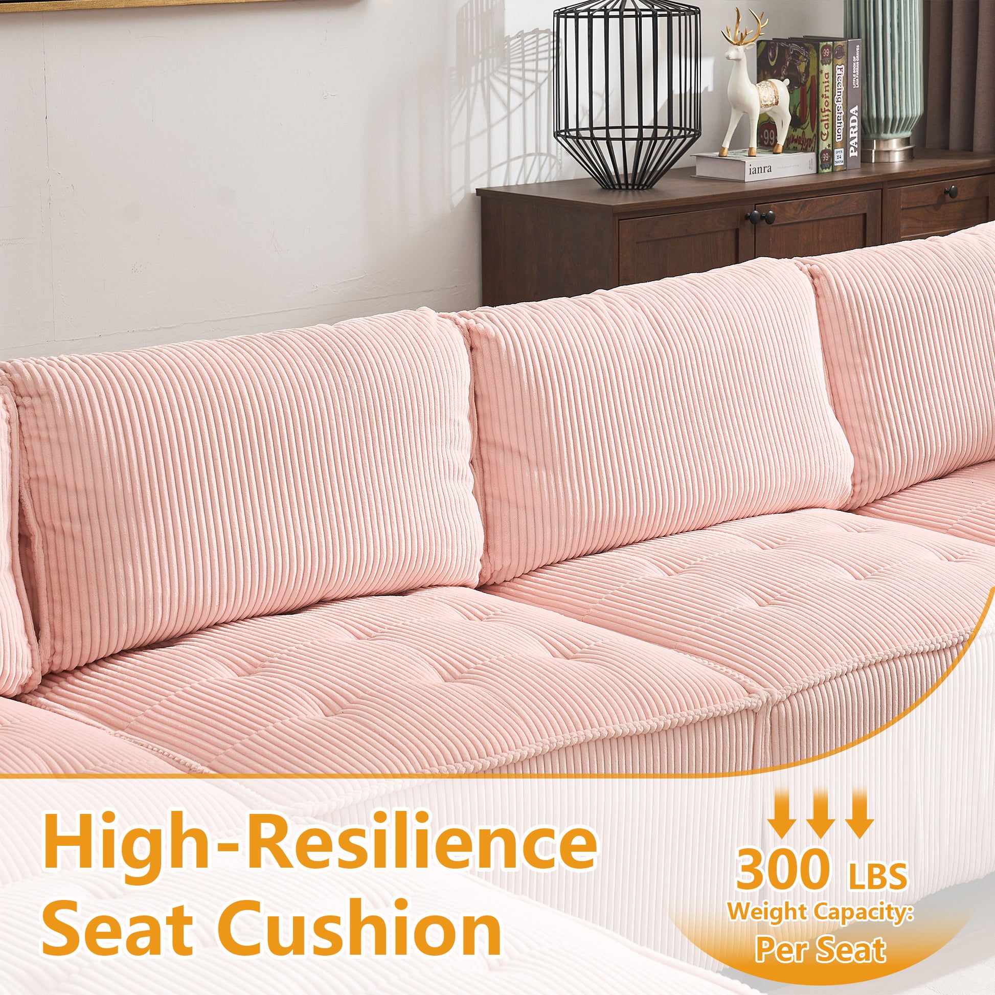 UNITED WE WIN Modular Sectional Sofa U Shaped Modular Couch with Reversible Chaise Modular Sofa Sectional Couch,6- Seat Convertible Sofa,Fit for Living Room-海智集-Default-
