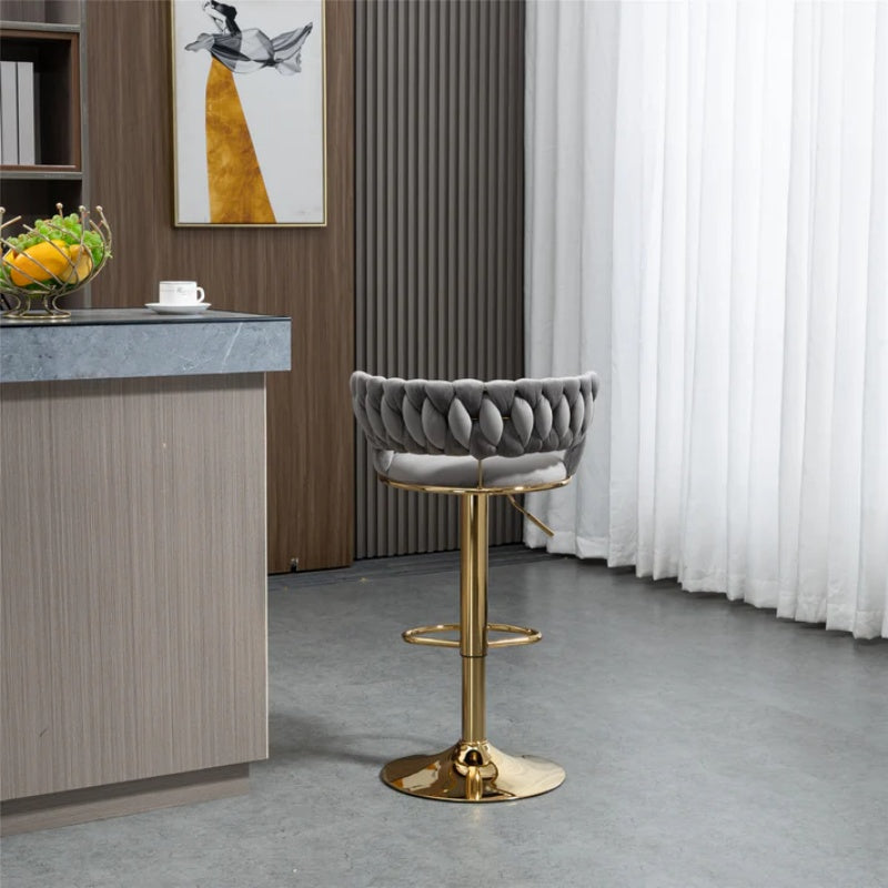 COOLMORE Swivel Bar Stools Adjustable Counter Height Chairs with Footrest for Kitchen, Dining Room-海智集-Default-