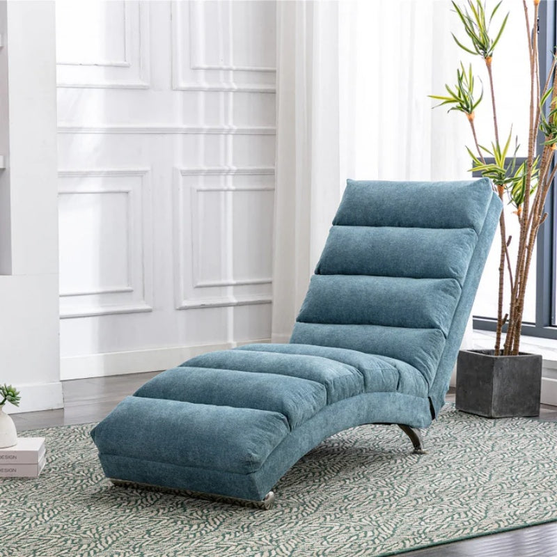 Ergonomic Linen Massage Chaise Lounge with Remote Control, 5 Modes, Blue, 21.65 x 58.27 x 34.25 inches-海智集-Default-
