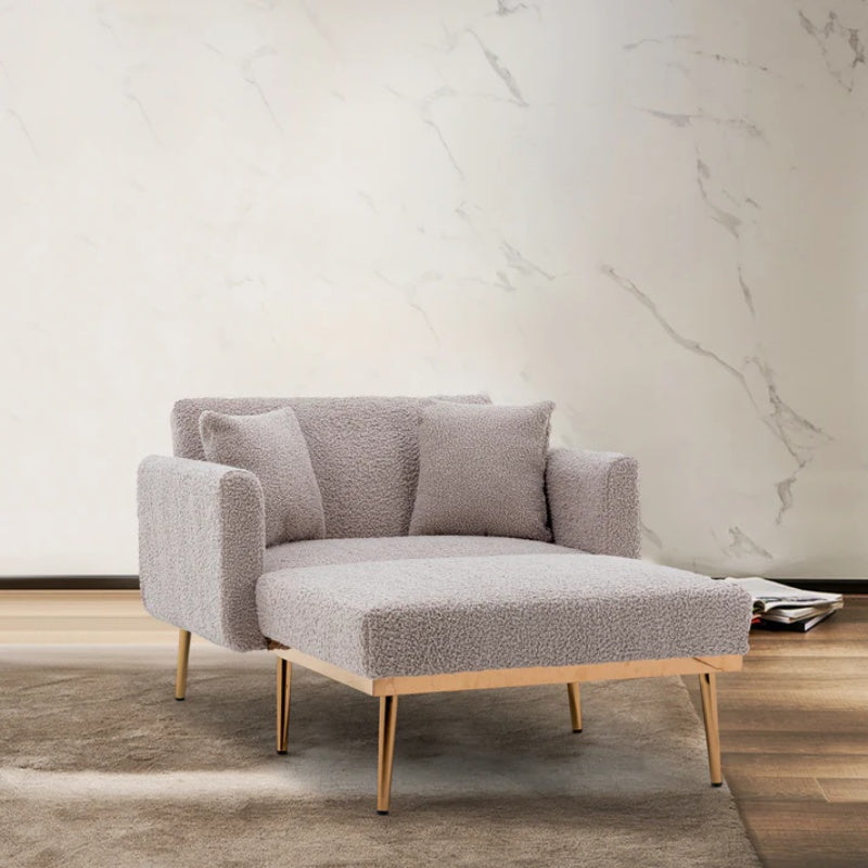 COOLMORE fashionable and classic style chaise lounge chair / accent chair for Living Room, bedroom (Grey Teddy)-海智集-Default-