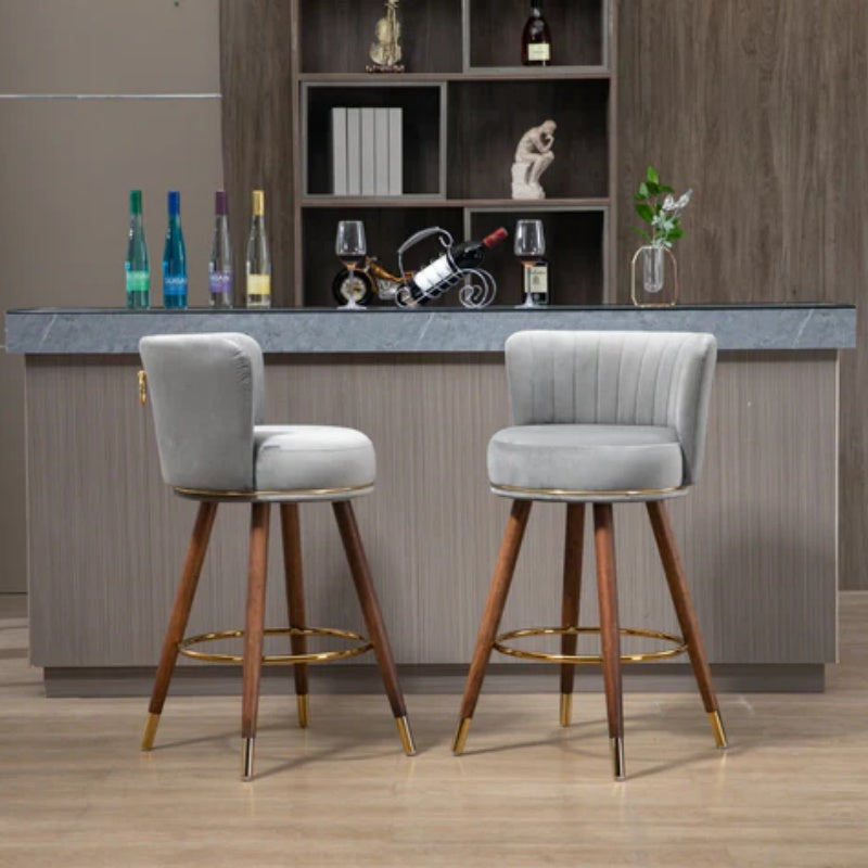 COOLMORE Counter Height Bar Stools Set of 2 for Kitchen Counter Solid Wood Legs with a fixed height of 360 degrees-海智集-Default-