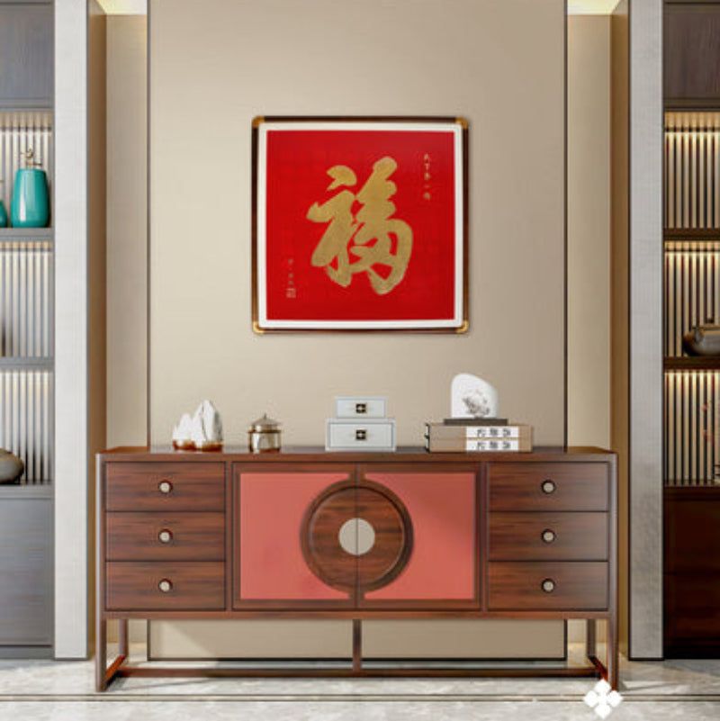 New Chinese Style 3D Relief Wall Art - Handcrafted Textured Painting with Wood Frame, Oriental Home Decor for Living Room & Office-海智集-