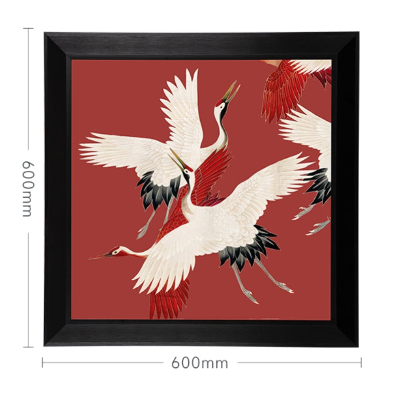 Decorative Art-Cranes Dancing in Crimson Clouds, Scroll I-海智集-
