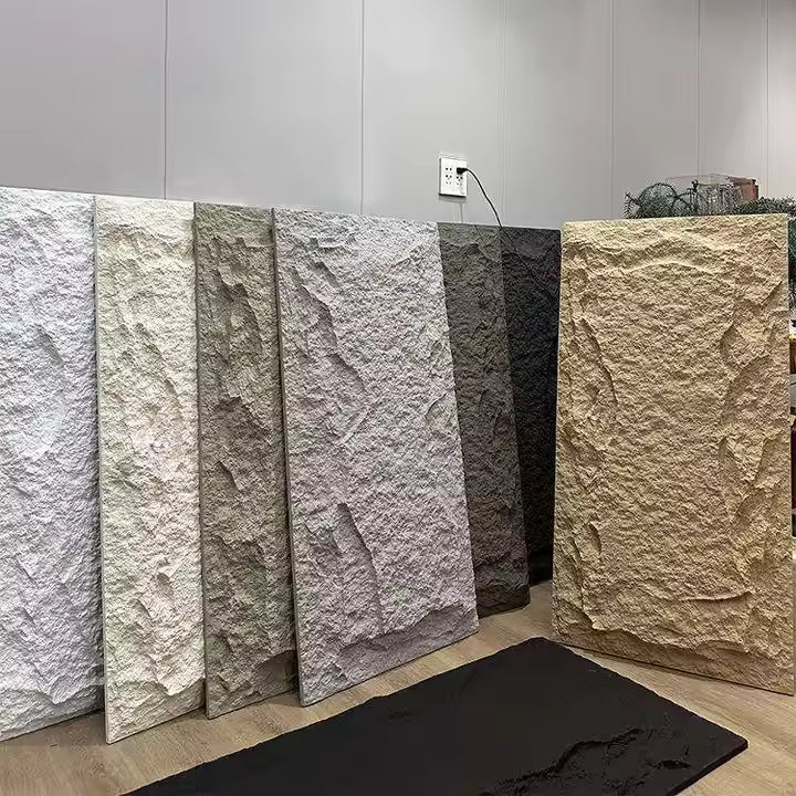 ألواح حائط من الحجر الصناعي من مادة البولي يوريثين خفيفة الوزن ورخيصة الثمن، ألواح حائط مقاومة للماء من الحجر الصخري ثلاثي الأبعاد من مادة البولي يوريثين