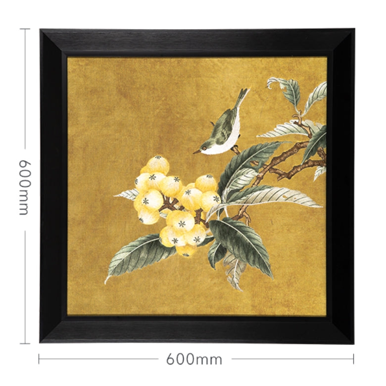 Decorative Art-Loquat and White-Eye Bird Painting-海智集-