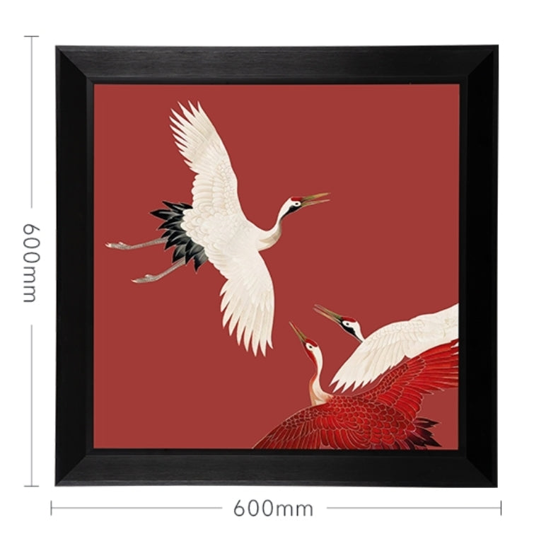 Decorative Art-Cranes Dancing in Crimson Clouds, Scroll II-海智集-