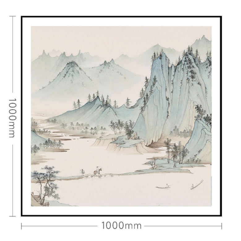 Decorative Art - Living Room & Bedroom Decor - Faux Silk Fabric with Suzhou Embroidery Travels in Cloud-Mantled Mountains-海智集-