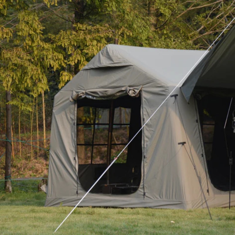 9.8 x13ft with canopy, Inflatable Camping Tents with Hand Pump, Air Glamping Tents, Easy Setup Waterproof and Windproof Blow up Tent Army green-海智集-Default-
