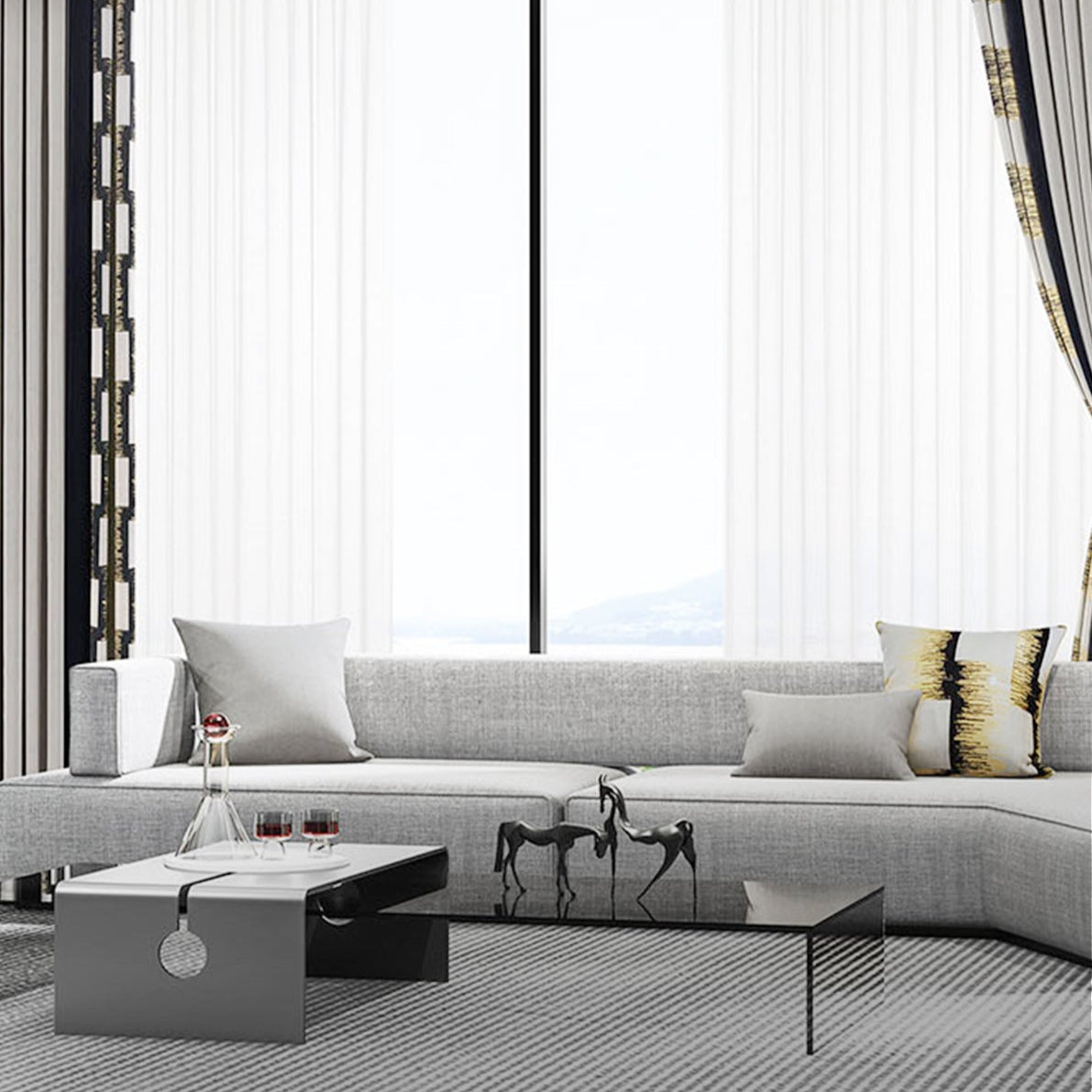 Ancient Glimpse Curtains: Handcrafted embossed texture imitates natural leather/stone, creating a light luxury organic style-海智集-