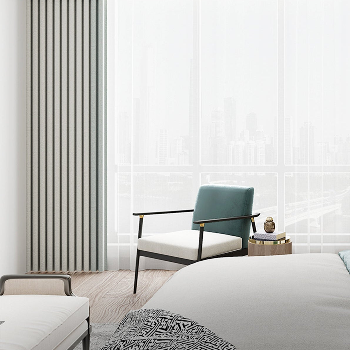 Green Bamboo Quiet Curtain: Long-lasting and elegant three-dimensional texture, tight and wear-resistant fabric, natural drape-海智集-
