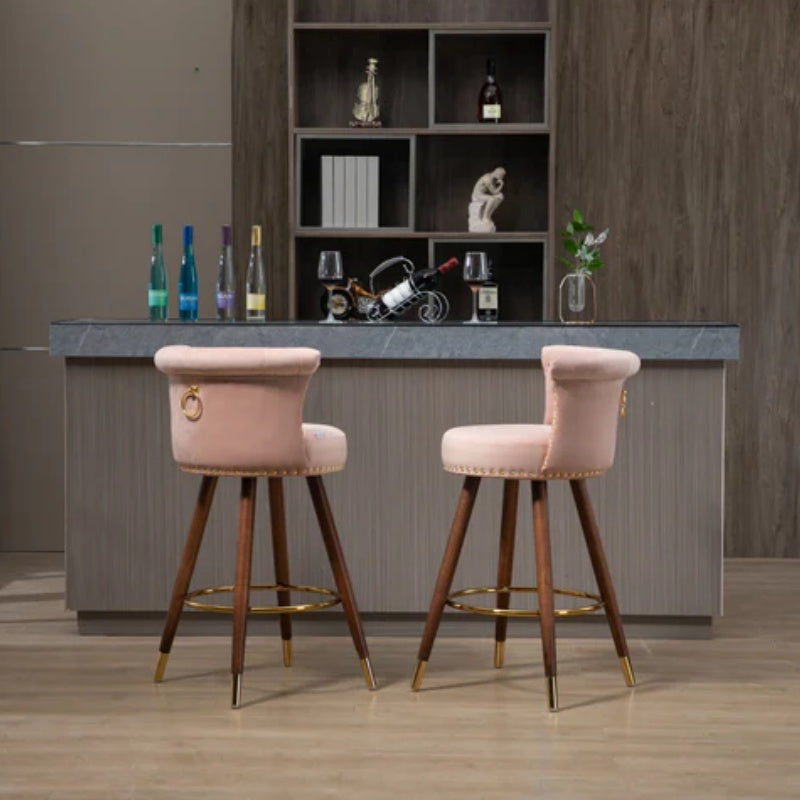 COOLMORE Swivel Bar Stools with Backrest Footrest ,with a fixed height of 360 degrees-海智集-Default-