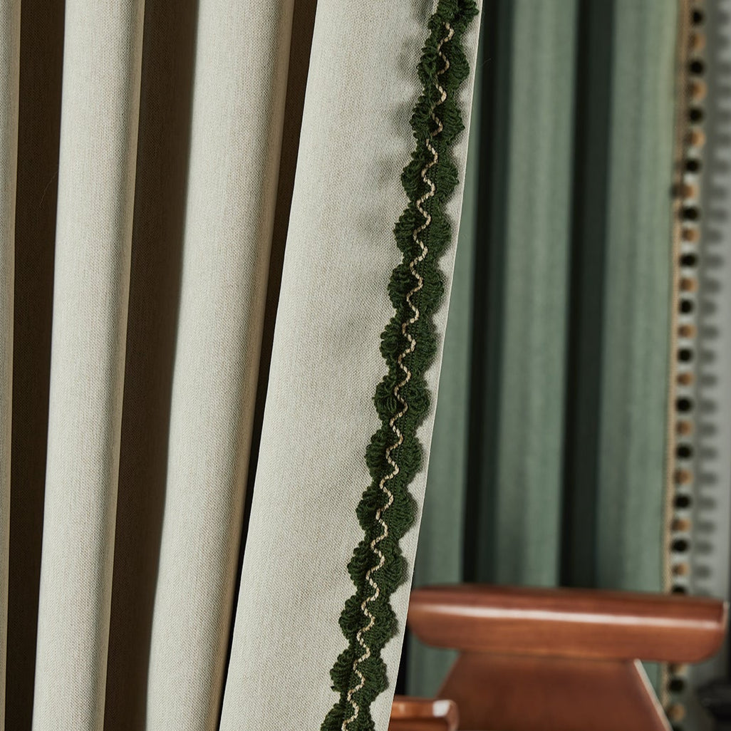 Jin Feng Gu Yun Curtains - Luxurious Antique Style, Light-Blocking with Premium Soft Touch, Cotton-Linen Blend Fabric-海智集-
