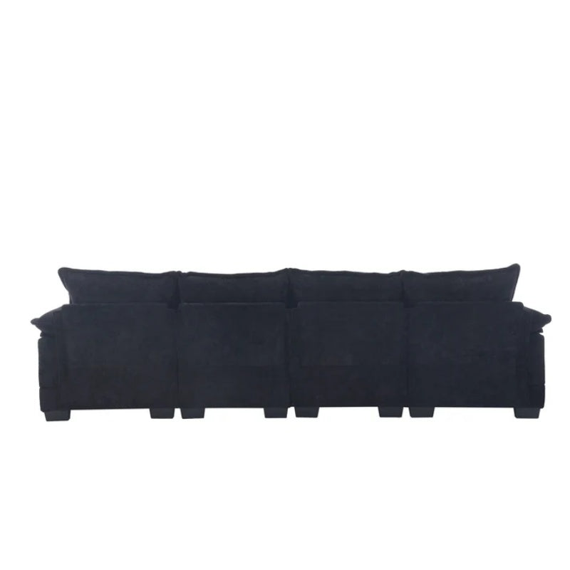 UNITED WE WIN Chenille, high quality sponge filling, solid wood frame, oversized four-seater, U-shaped combination sofa-海智集-Default-