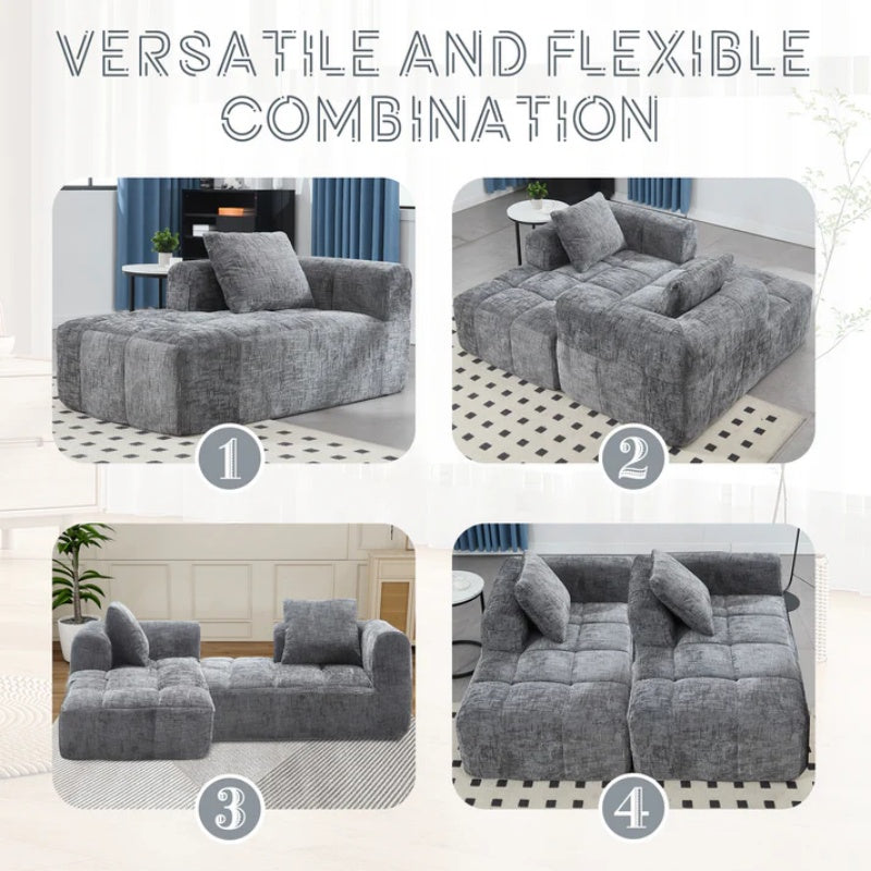 UNITED WE WIN Chenille Loveseat Sofa,Minimalist Modular Couches Sleeper for Living Room Bedroom Apartment Lounge-海智集-Default-