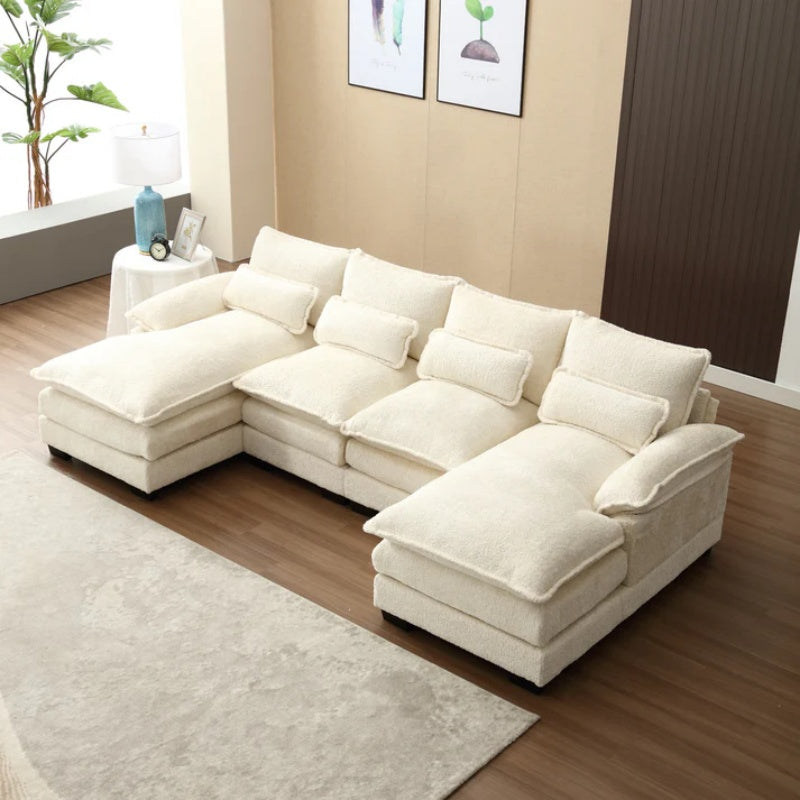 UNITED WE WIN Modern Large chenille Fabric U-Shape Sectional Sofa-海智集-Default-
