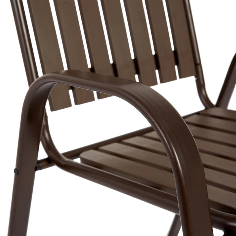 5-Piece Plastic chair and steel table Outdoor Dining Set, plastic Chairs and Table Set for Garden Patio, Brown-海智集-Default-