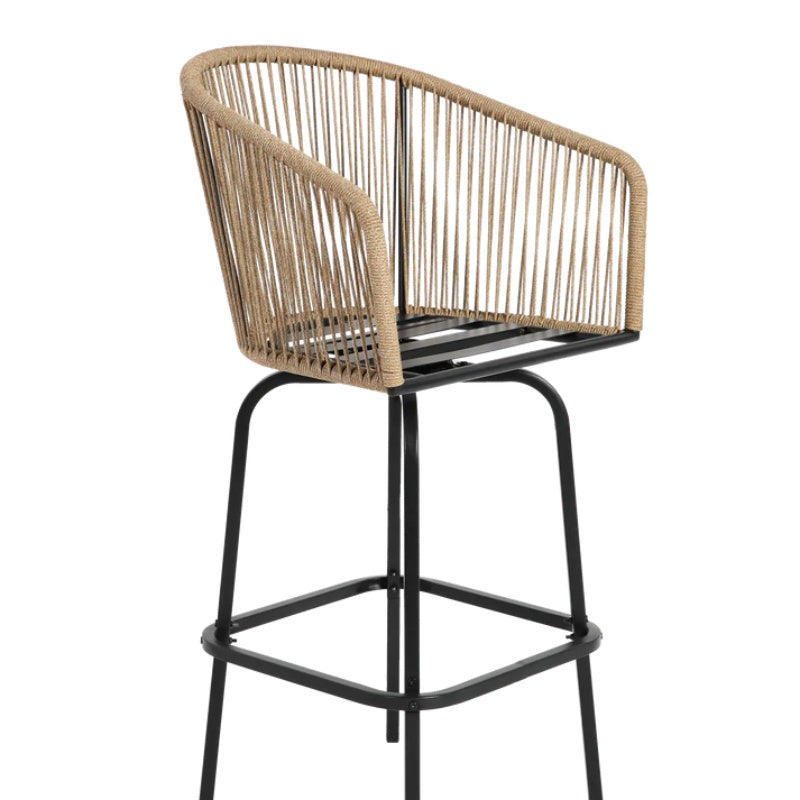 3pcs Outdoor Bar Set, Patio Bar Table and Chairs Set, Bar Height Patio Set - 2 x Swivel Bar Chairs , 1 x Round Bar Table(DPC Wood-Like)-Grey-海智集-Default-
