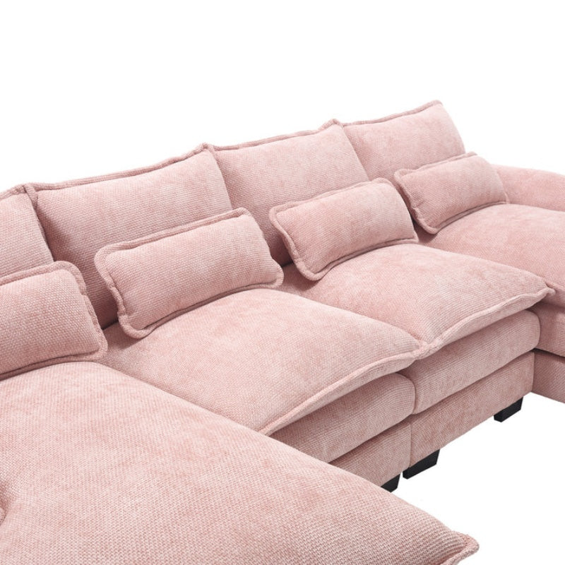 UNITED WE WIN Chenille, high quality sponge filling, solid wood frame, oversized four-seater, U-shaped combination sofa-海智集-Default-