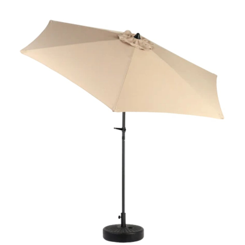 9FT Outdoor Patio Umbrella Outdoor Table Umbrella with Push Button Tilt and Crank, Market Umbrella 6 Sturdy Ribs , Deck, Backyard, Pool (Base Not Included) - ( khaki )-海智集-Default-