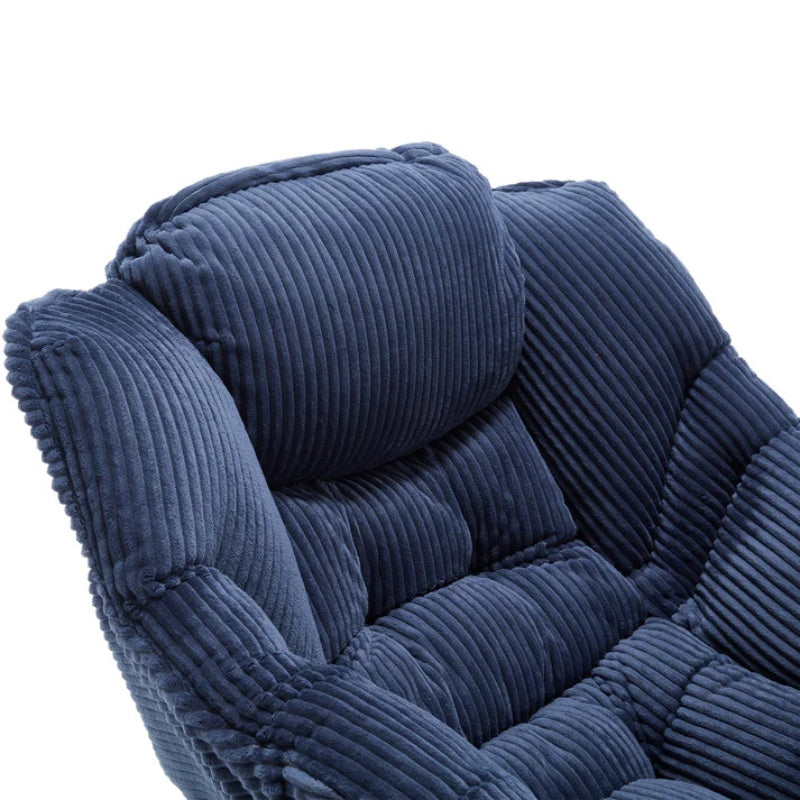 Lazy Chair with Ottoman, Modern Lounge Accent Chair with Armrests and a Side Pocket, Leisure Upholstered Sofa Chair Reading Chair with Footrest for Small Space, Corner Chair-Navy blue-海智集-Default-