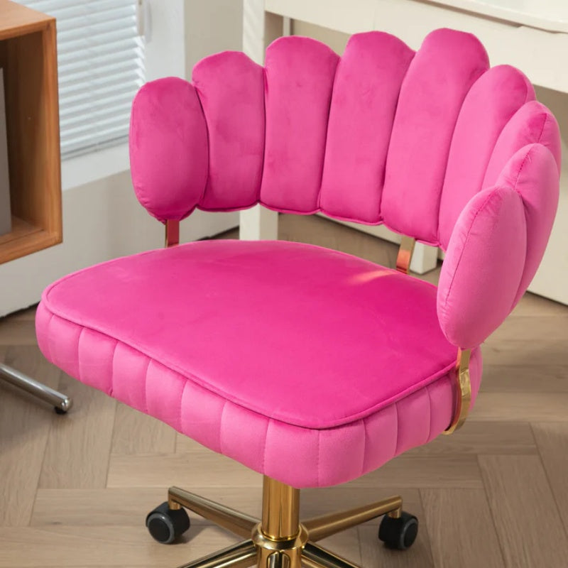 Velvet Home Office Desk Chair, Modern Cute Computer Chair, Wheels Swivel Height Adjustable Task Chair, Rose Red Velvet-海智集-Default-