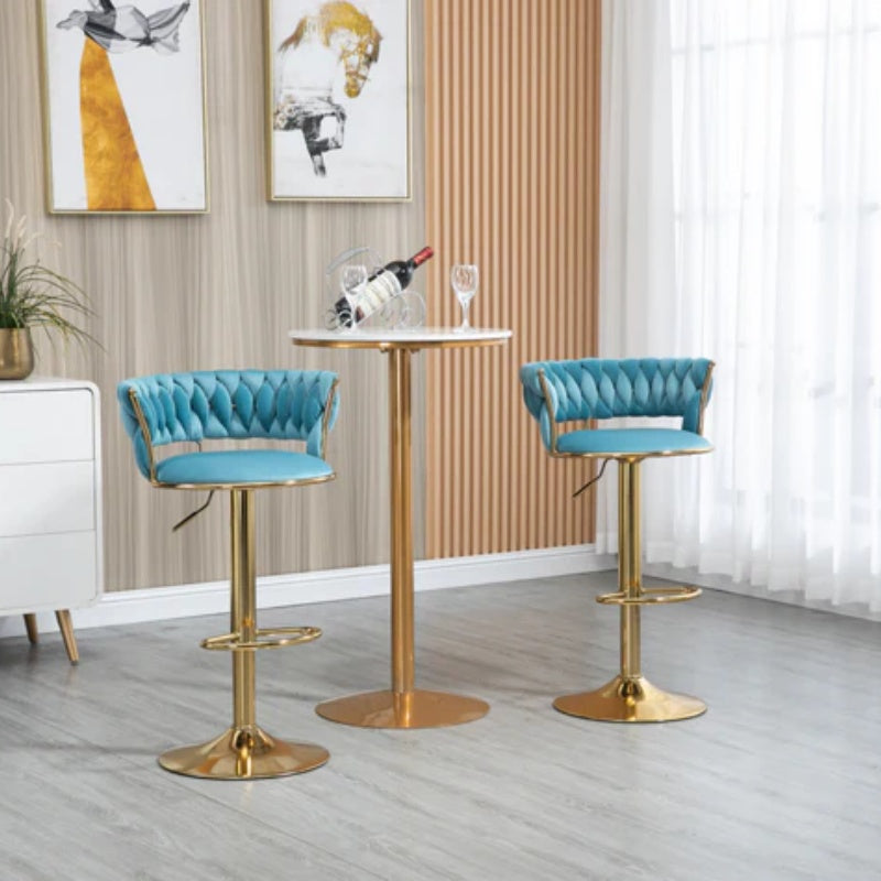 COOLMORE Swivel Bar Stools Set of 2 Adjustable Counter Height Chairs with Footrest for Kitchen, Dining Room 2PC/SET-海智集-Default-