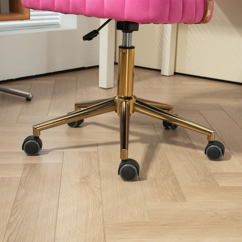 Velvet Home Office Desk Chair, Modern Cute Computer Chair, Wheels Swivel Height Adjustable Task Chair, Rose Red Velvet-海智集-Default-