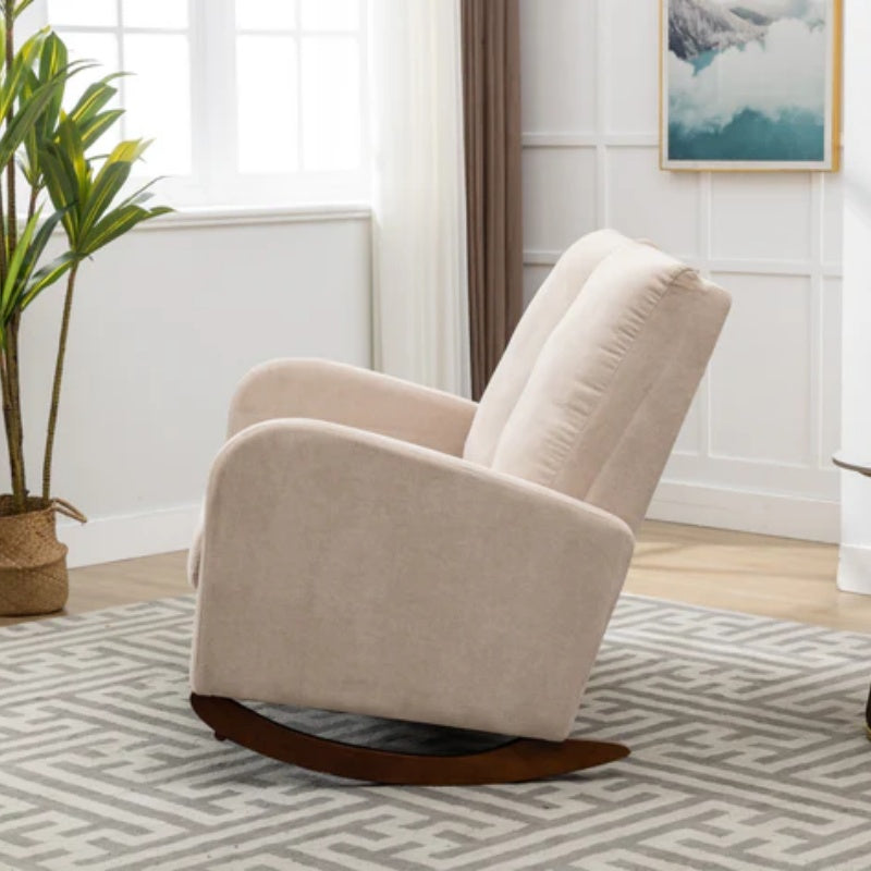 COOLMORE Rocking Chair Upholstered Mid Century Modern Rocker Oversized Wingback Armchair for Living Room-海智集-Default-