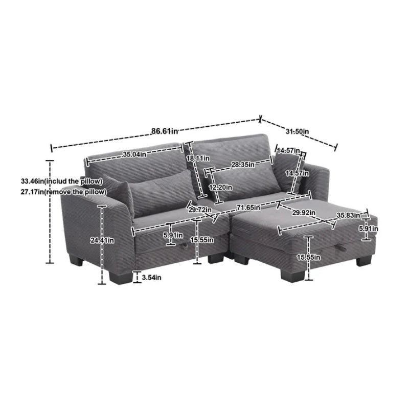 UNITED Modular Sectional Sofa L Shaped Modular Couch with Reversible Chaise Modular Sofa Sectional Couch with Storage Seats-海智集-Default-