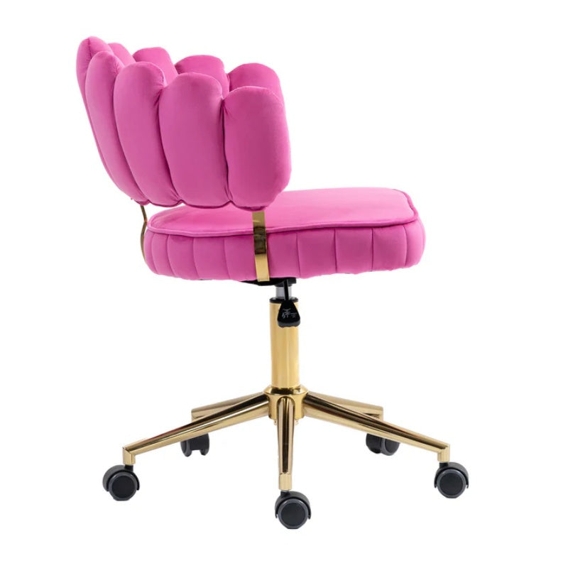 Velvet Home Office Desk Chair, Modern Cute Computer Chair, Wheels Swivel Height Adjustable Task Chair, Rose Red Velvet-海智集-Default-