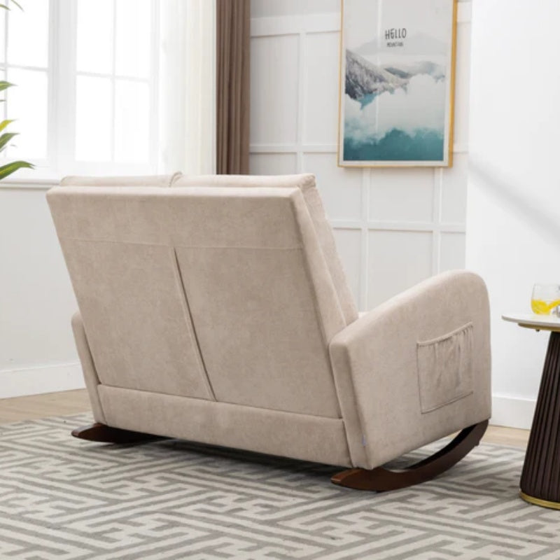 COOLMORE Rocking Chair Upholstered Mid Century Modern Rocker Oversized Wingback Armchair for Living Room-海智集-Default-