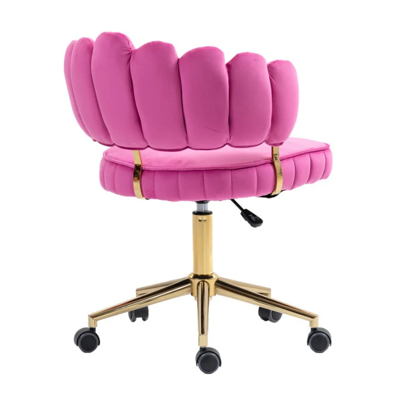 Velvet Home Office Desk Chair, Modern Cute Computer Chair, Wheels Swivel Height Adjustable Task Chair, Rose Red Velvet-海智集-Default-