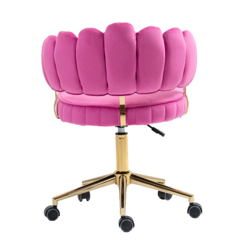 Velvet Home Office Desk Chair, Modern Cute Computer Chair, Wheels Swivel Height Adjustable Task Chair, Rose Red Velvet-海智集-Default-