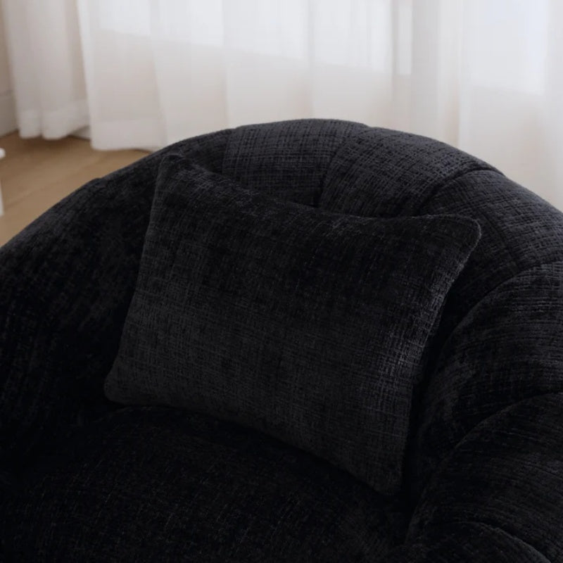 COOLMORE Modern Extra Large Round Bean Bag Chair with Footrest for Living Room, Chenille Fabric Lazy Sofa with Pillow for Adults, Teenagers,Child, Suitable for Bedroom, Dormitory, Study Room-海智集-Default-