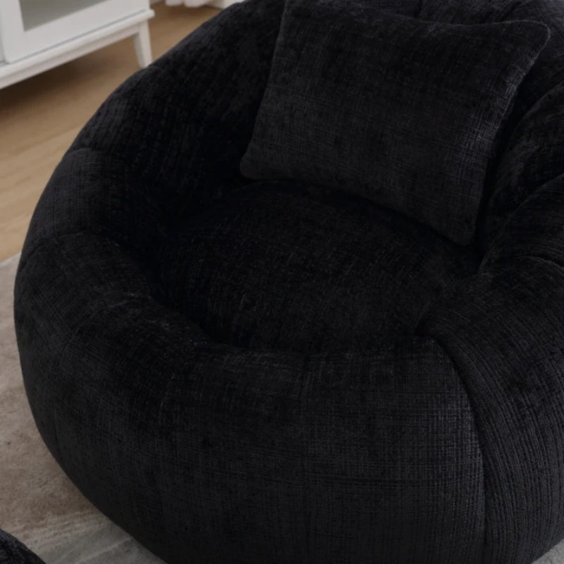 COOLMORE Modern Extra Large Round Bean Bag Chair with Footrest for Living Room, Chenille Fabric Lazy Sofa with Pillow for Adults, Teenagers,Child, Suitable for Bedroom, Dormitory, Study Room-海智集-Default-
