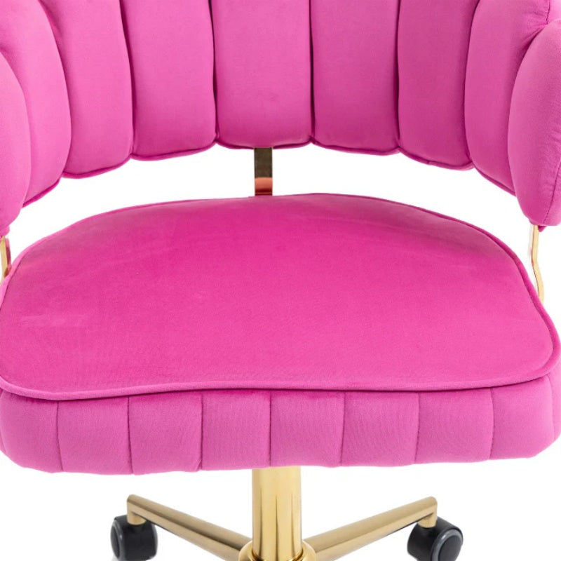 Velvet Home Office Desk Chair, Modern Cute Computer Chair, Wheels Swivel Height Adjustable Task Chair, Rose Red Velvet-海智集-Default-