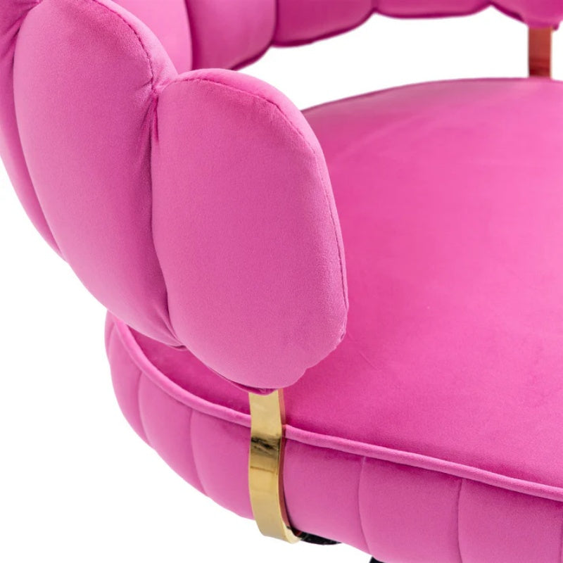 Velvet Home Office Desk Chair, Modern Cute Computer Chair, Wheels Swivel Height Adjustable Task Chair, Rose Red Velvet-海智集-Default-