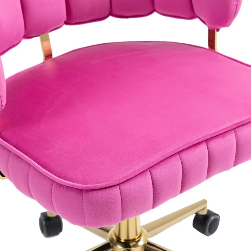 Velvet Home Office Desk Chair, Modern Cute Computer Chair, Wheels Swivel Height Adjustable Task Chair, Rose Red Velvet-海智集-Default-