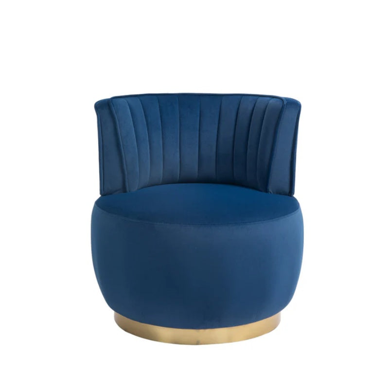 COOLMORE Swivel Barrel Chair, 360 Degree Swivel Accent Sofa Chair with Soft Velvet, Navy, 25.20'' x 25.59'' x 26.38''-海智集-Default-