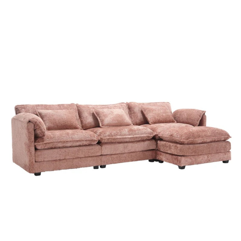 Modern Large L-Shape Sectional Chenille fabric, movable pedals, detachable armrests, oversized three-seat Sofa-海智集-Default-