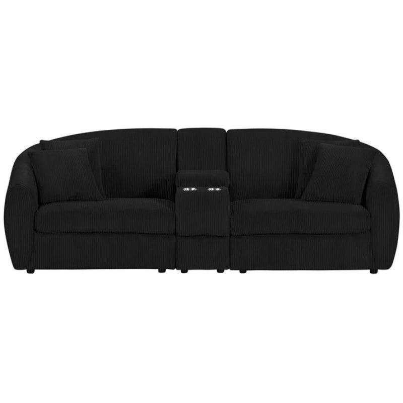 UNITED WE WIN corduroy fabric, two cup holders, storage, oversized two-seat, solid wood frame, high quality sponge filling, curved placement sofa-海智集-Default-