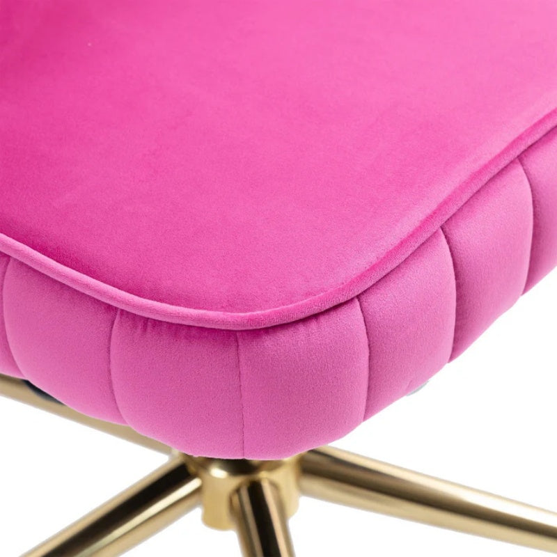 Velvet Home Office Desk Chair, Modern Cute Computer Chair, Wheels Swivel Height Adjustable Task Chair, Rose Red Velvet-海智集-Default-