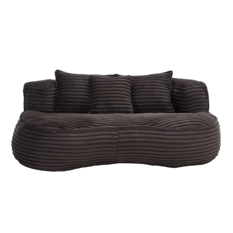 High Back Bean Bag Chair Couch for Adults and Kids, Indoor & Outdoor, Corduroy, Black, 64.17''-海智集-Default-