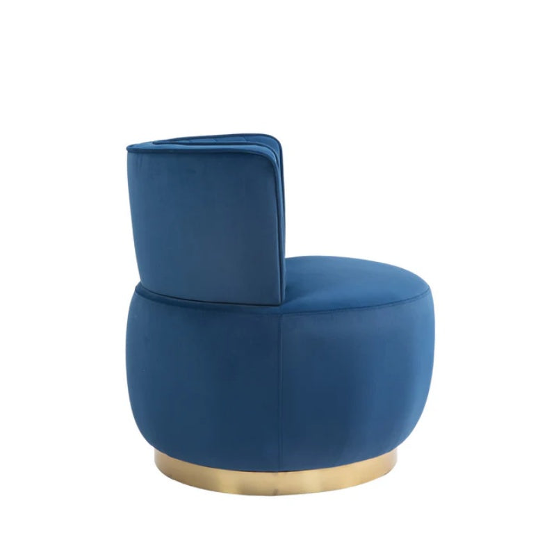 COOLMORE Swivel Barrel Chair, 360 Degree Swivel Accent Sofa Chair with Soft Velvet, Navy, 25.20'' x 25.59'' x 26.38''-海智集-Default-