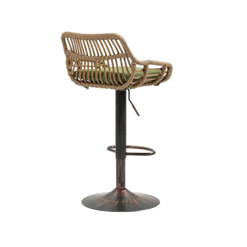 COOLMORE Modern Swivel Bar Stools Set of 2 with Adjustable Height and Footrest in Green Linen-海智集-Default-