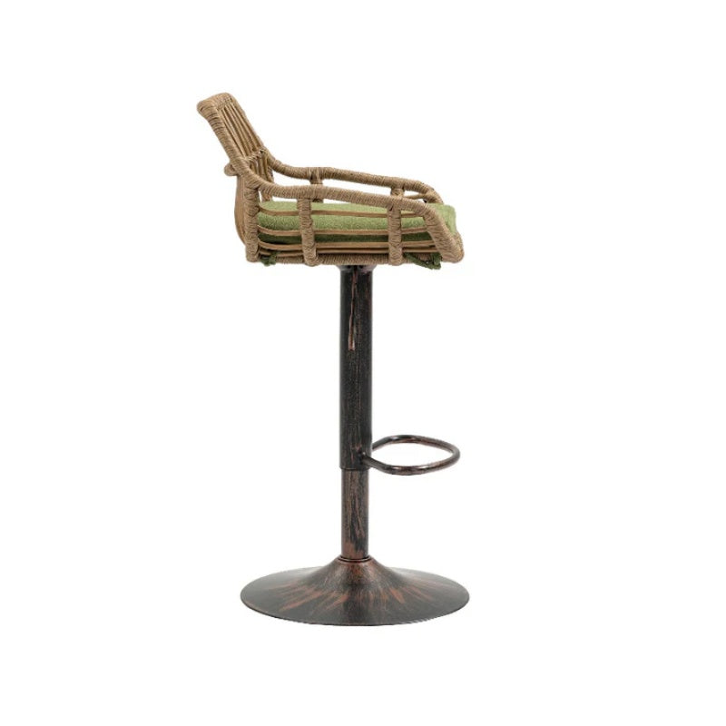 COOLMORE Modern Swivel Bar Stools Set of 2 with Adjustable Height and Footrest in Green Linen-海智集-Default-