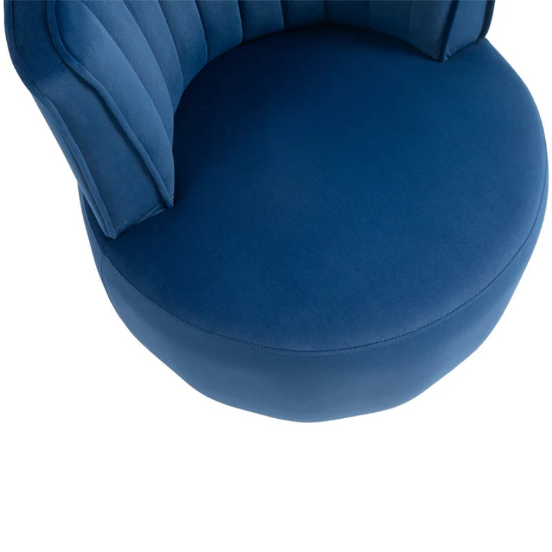 COOLMORE Swivel Barrel Chair, 360 Degree Swivel Accent Sofa Chair with Soft Velvet, Navy, 25.20'' x 25.59'' x 26.38''-海智集-Default-