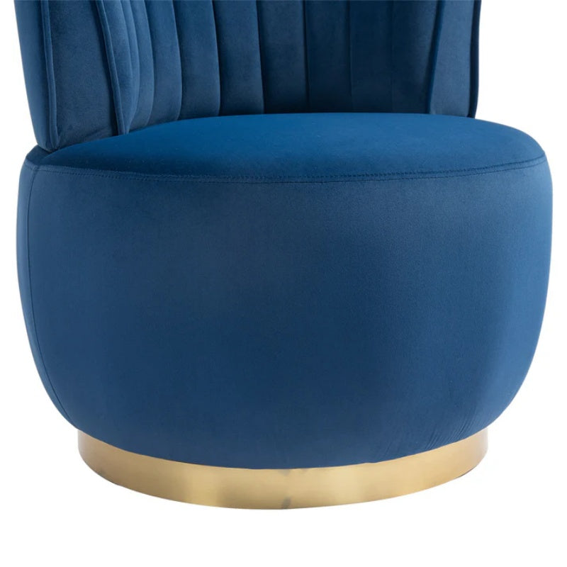 COOLMORE Swivel Barrel Chair, 360 Degree Swivel Accent Sofa Chair with Soft Velvet, Navy, 25.20'' x 25.59'' x 26.38''-海智集-Default-