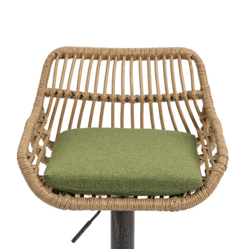 COOLMORE Modern Swivel Bar Stools Set of 2 with Adjustable Height and Footrest in Green Linen-海智集-Default-
